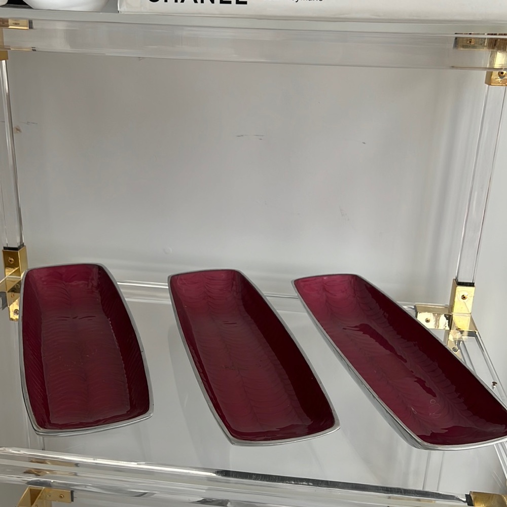 Handmade burgundy tray beautiful for decoration or holiday party dessert display